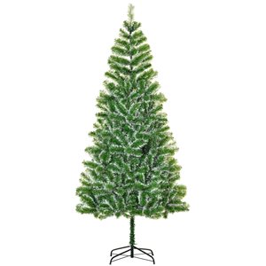 Homcom 7-ft Leg Base Pine Full Flocked Green Artificial Christmas Tree