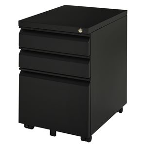 Vinsetto Black 3-Drawer Lockable File Cabinet with Wheels