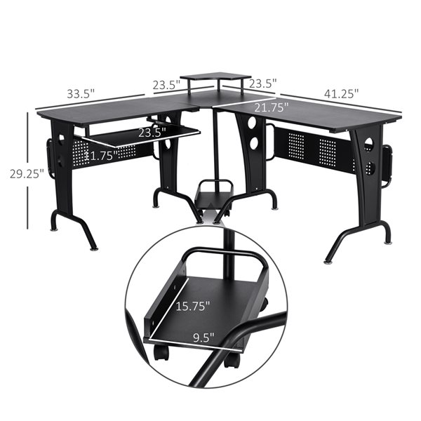 HomCom 65-in Black Modern/Contemporary L-Shaped Computer Desk