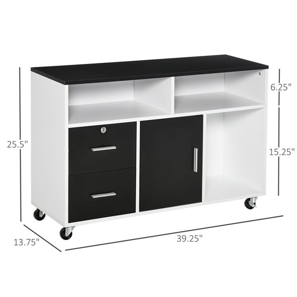 HomCom 25.5-in Black Printer Stand and File Cabinet