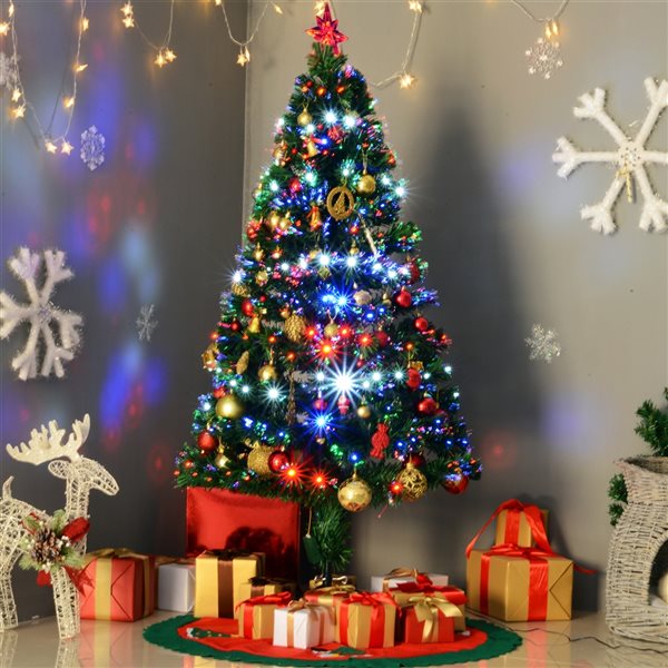 Sapin de Noël artificiel de HomCom de 3 pi sur pieds régulier avec 90  lumières multicolores, vert 02-0781