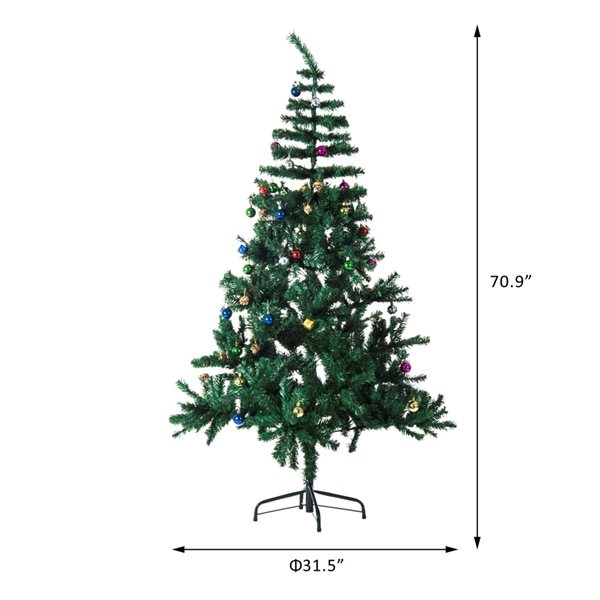 Sapin de Noël artificiel de HomCom de 6 pi sur pieds régulier, vert