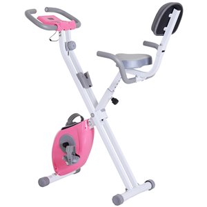 Soozier Pink Magnetic Upright Cycle Exercise Bike with Tablet Holder