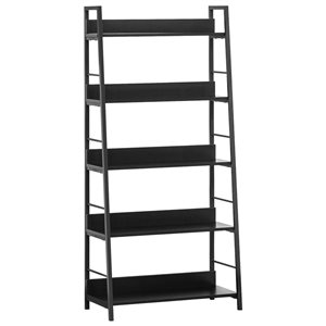 HomCom Black Composite 5-Shelf Standard Bookcase