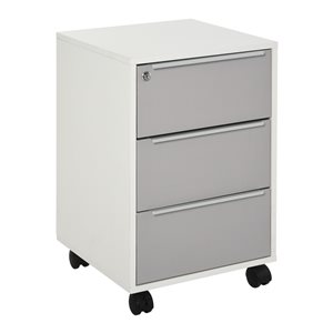 HomCom White/Grey 3-Drawer File Cabinet