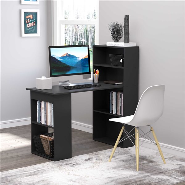 Bureau d'ordinateur HomCom moderne et contemporain noir de 47,25 po