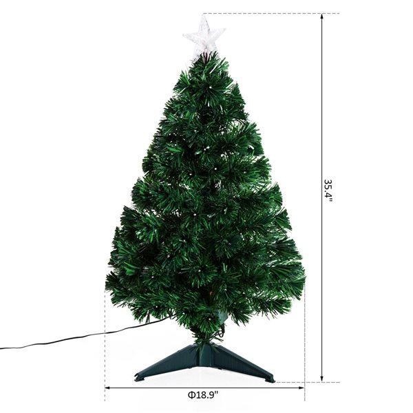 Sapin de Noël artificiel de HomCom de 3 pi sur pieds régulier avec 90 lumières multicolores, vert