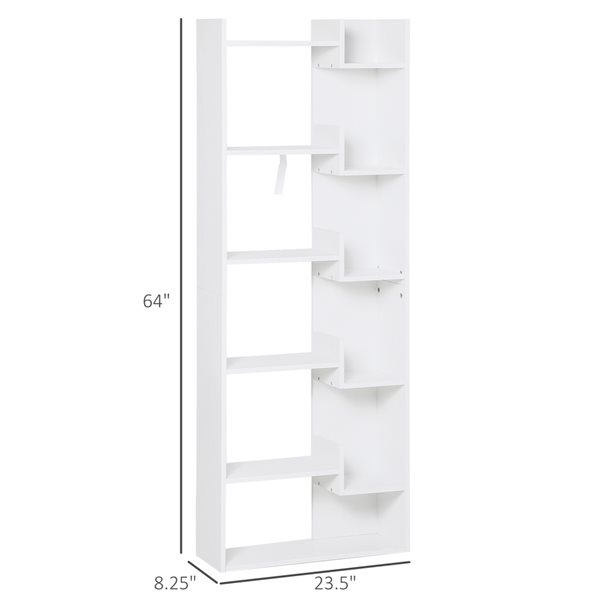 HOMCOM 6-Shelf White Composite Standard Bookcase