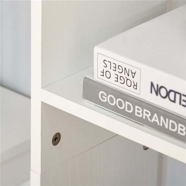 HOMCOM 6-Shelf White Composite Standard Bookcase
