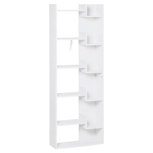 HOMCOM 6-Shelf White Composite Standard Bookcase