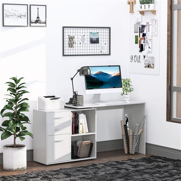 HomCom White 46-in Modern/Contemporary L-Shaped Desk