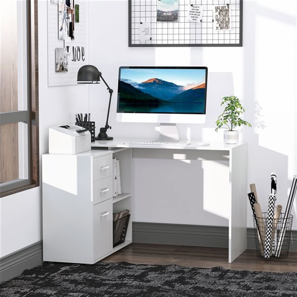 HomCom White 46-in Modern/Contemporary L-Shaped Desk