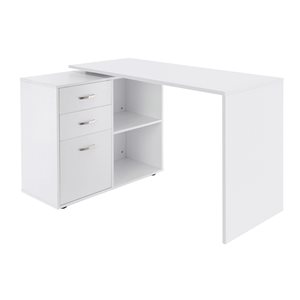 Bureau en forme de L HomCom moderne et contemporain blanc de 46 po