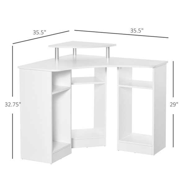 HomCom 35.5-in White Modern/Contemporary Corner Desk