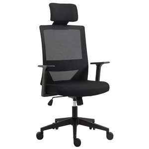 Vinsetto Black Ergonomic Adjustable Height Swivel Desk Chair with Headrest