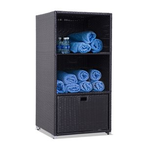 Outsunny Dark Coffee 23.5-in x 23.5-in Rattan Outdoor Storage Cabinet