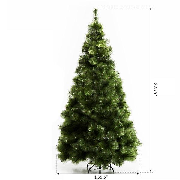 Sapin de Noël artificiel de HomCom de 6,8 pi sur pieds de style épinette régulier, vert