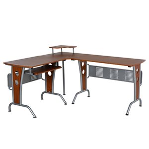 HomCom 65-in Brown Modern/Contemporary L-Shaped Computer Desk