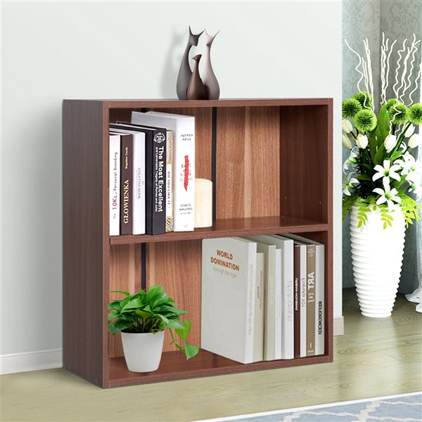 HomCom Brown Composite 2-Shelf Standard Bookcase