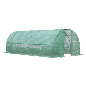 Outsunny 19.7-ft L x 9.8-ft W x 6.6-ft H Green High Tunnel with Steel Frame