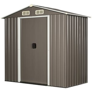 Outsunny 4-ft x 6-ft Grey Galvanized Steel Storage Shed