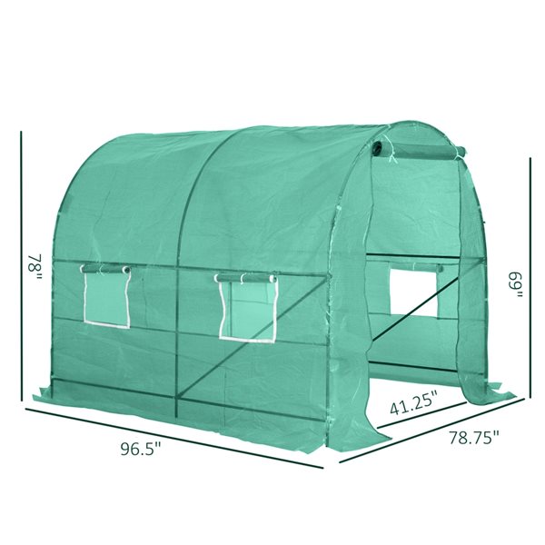 Outsunny 8.2-ft L x 6.6-ft W x 6.6-ft H Green High Tunnel