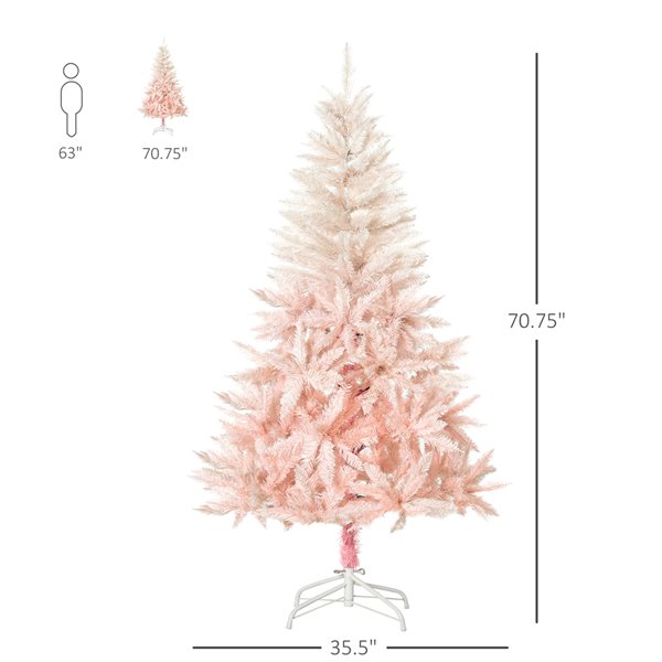 HomCom 6-ft Leg Base Spruce Full Pink Artificial Christmas Tree