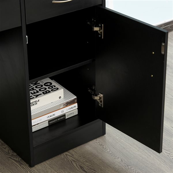 Bureau d'ordinateur noir HomCom moderne et contemporain de 43,75 po