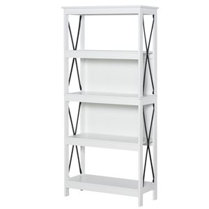 HomCom 5-Shelf White Composite Standard Bookcase