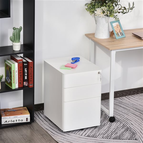 Vinsetto Black 3-Drawer File Cabinet with Wheels