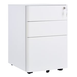 Vinsetto Black 3-Drawer File Cabinet with Wheels