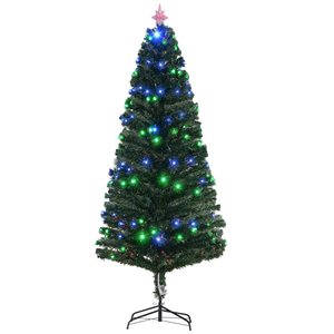 Sapin de Noël artificiel de Homcom de 7 pi sur pieds de style épinette régulier avec 280 lumières multicolores, vert