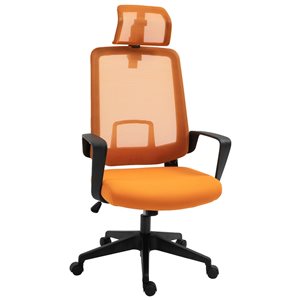 Vinsetto Orange Ergonomic Adjustable Height Swivel Mesh High-Back Desk Chair with Rotative Headrest