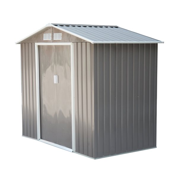 Outsunny 4-ft x 7-ft Grey Galvanized Steel Storage Shed 845-030GY | RONA