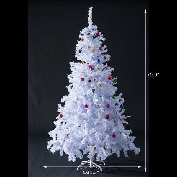 Sapin de Noël artificiel de HomCom de 5,9 pi sur pieds de style épinette régulier, blanc