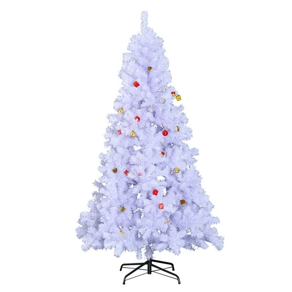 Sapin de Noël artificiel de HomCom de 5,9 pi sur pieds de style épinette régulier, blanc