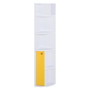 HomCom White Composite 5-Shelf Corner Bookcase