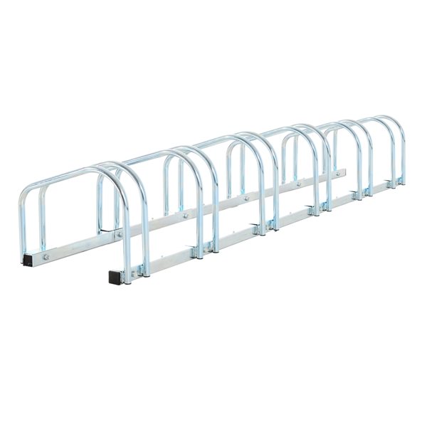 HomCom 6-Bike Silver Steel Bike Stand