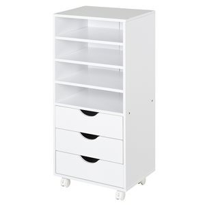 Vinsetto White 3-Drawer File Cabinet with Wheels