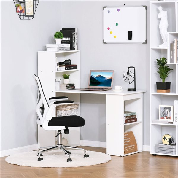 Bureau d'ordinateur blanc HomCom moderne et contemporain de 47,25 po