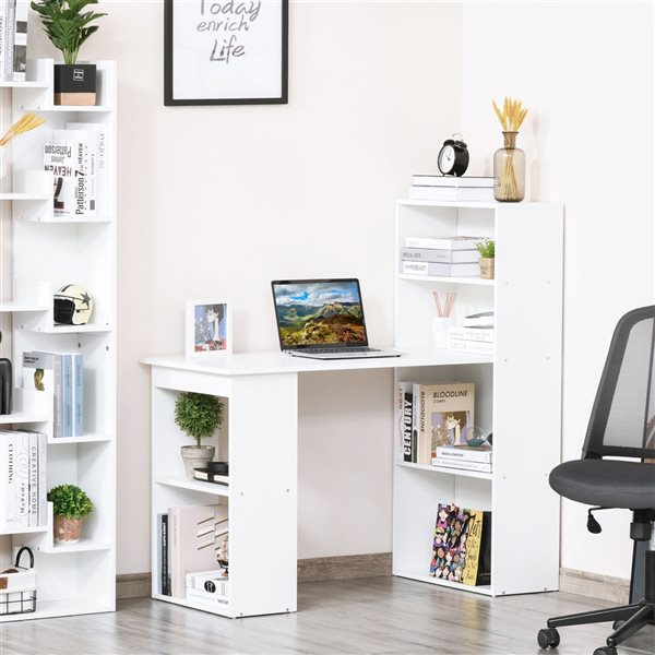 Bureau d'ordinateur blanc HomCom moderne et contemporain de 47,25 po