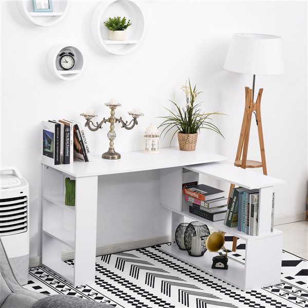 HomCom White 47.25-in Modern/Contemporary L-Shaped Desk