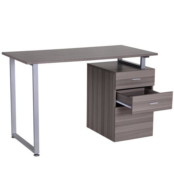 HomCom 58.25-in Grey Modern/Contemporary Computer Desk