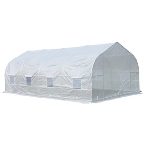 Outsunny 19.5-ft L x 9.8-ft W x 6.8-ft H White Arched High Tunnel