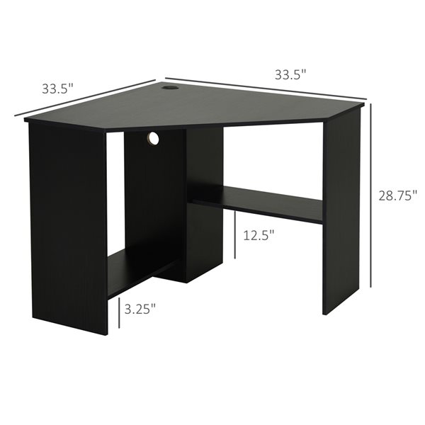 HomCom 33.5-in Black Modern/Contemporary Corner Desk
