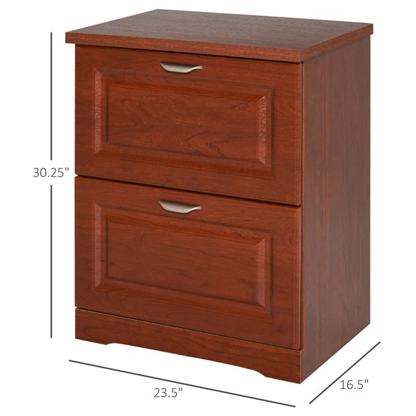 HomCom Brown Wooden 2-Drawer Lateral File Cabinet