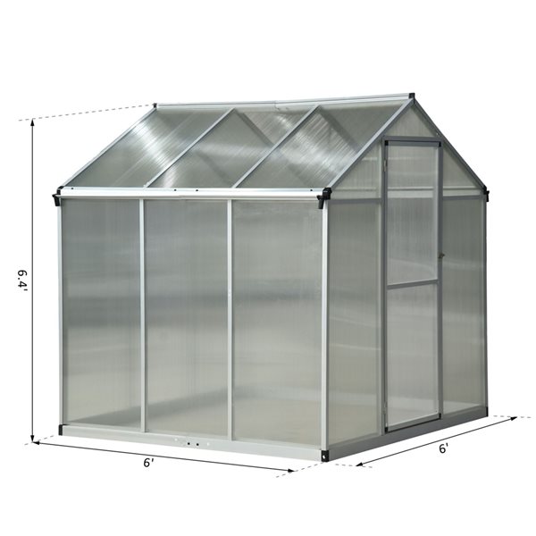 Outsunny 6 x 6 x 6.4-ft Walk-in Outdoor Greenhouse