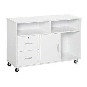 HomCom 25.5-in White Printer Stand and File Cabinet