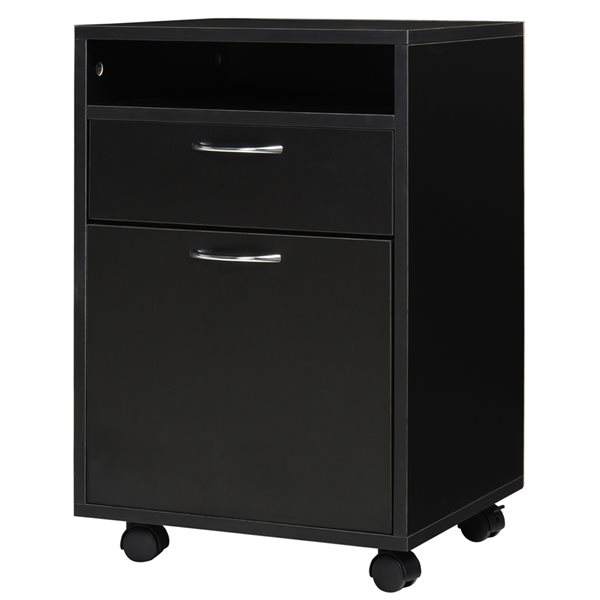 Homcom Black 1 Drawer File Cabinet With, One Drawer File Cabinet On Wheels
