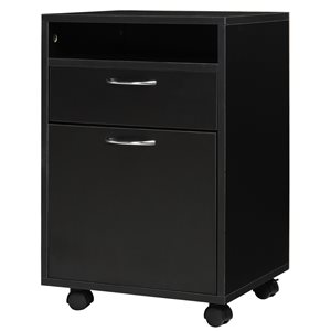 HomCom Black 1-Drawer File Cabinet with Shelf